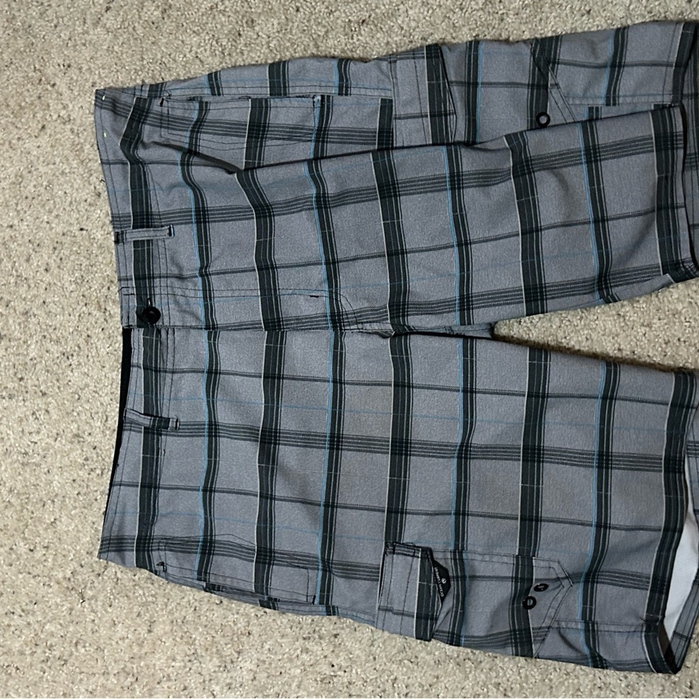 Men’s flat front with plaid pattern